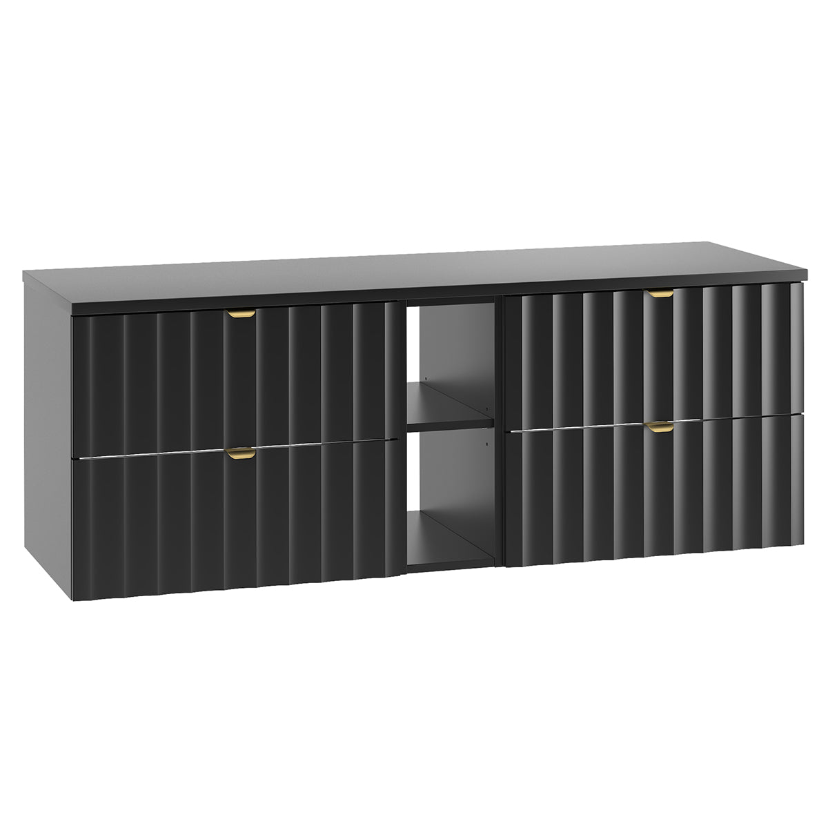Meuble sous-vasque 140cm 2 niches plan de toilette Lexa Noir
