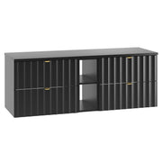 Meuble sous-vasque 140cm 2 niches plan de toilette Lexa Noir