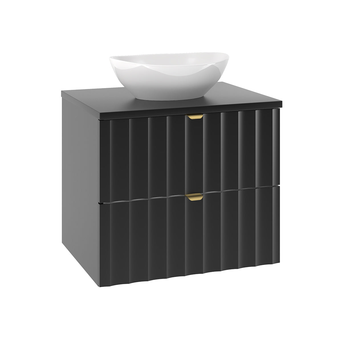 Ensemble meuble simple vasque 60cm et colonne Lexa Noir - vue 6
