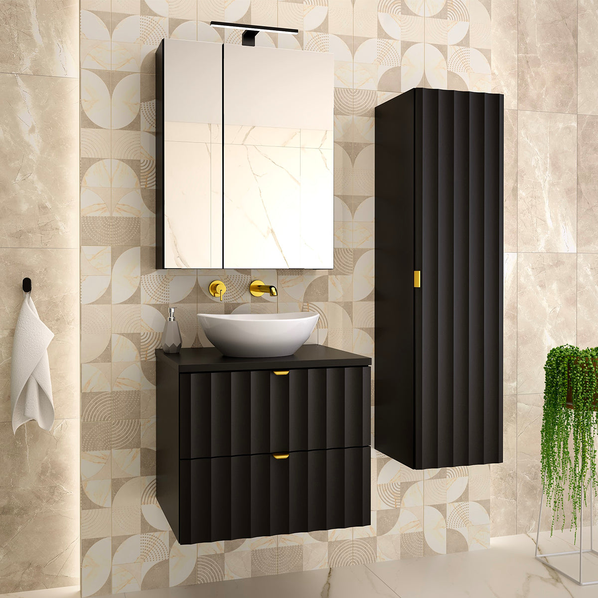 Meuble sous-vasque 60cm Lexa Noir - vue 5