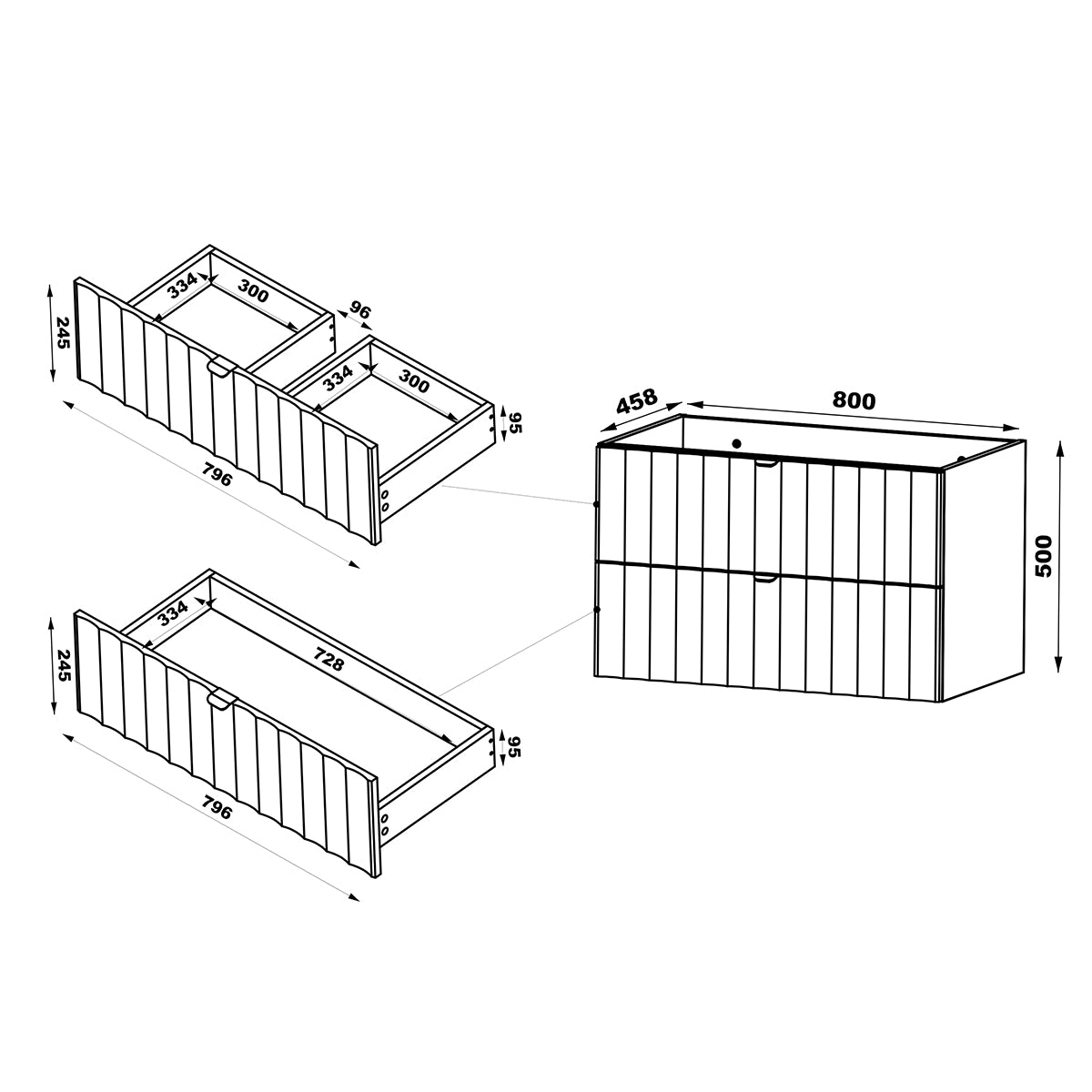Ensemble meuble simple vasque 80cm et colonne Lexa Noir - vue 9