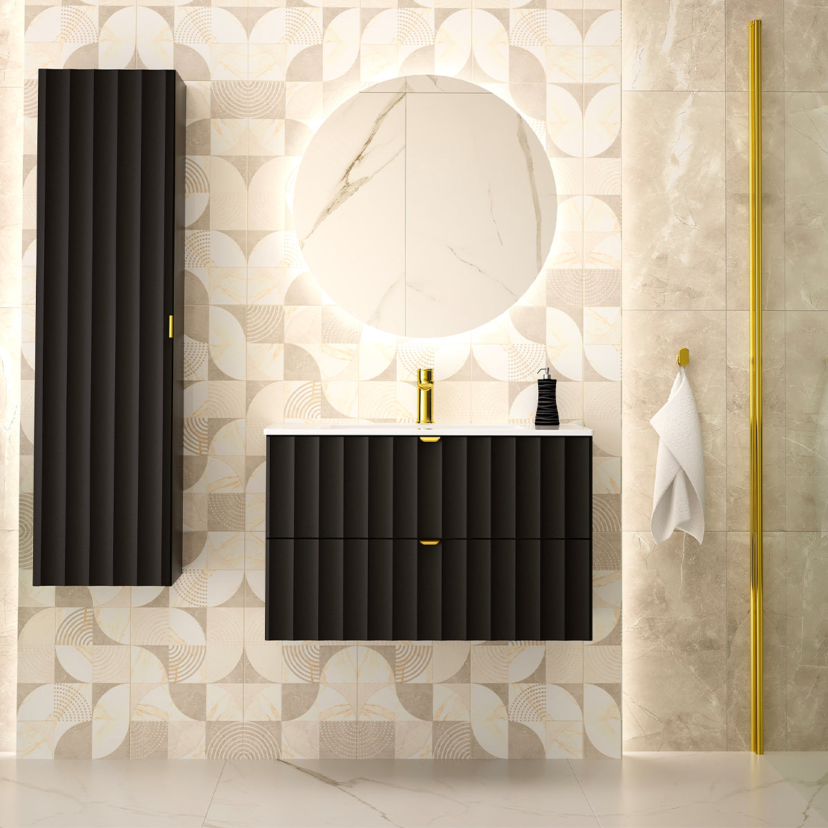 Meuble sous-vasque 80cm Lexa Noir - vue 6