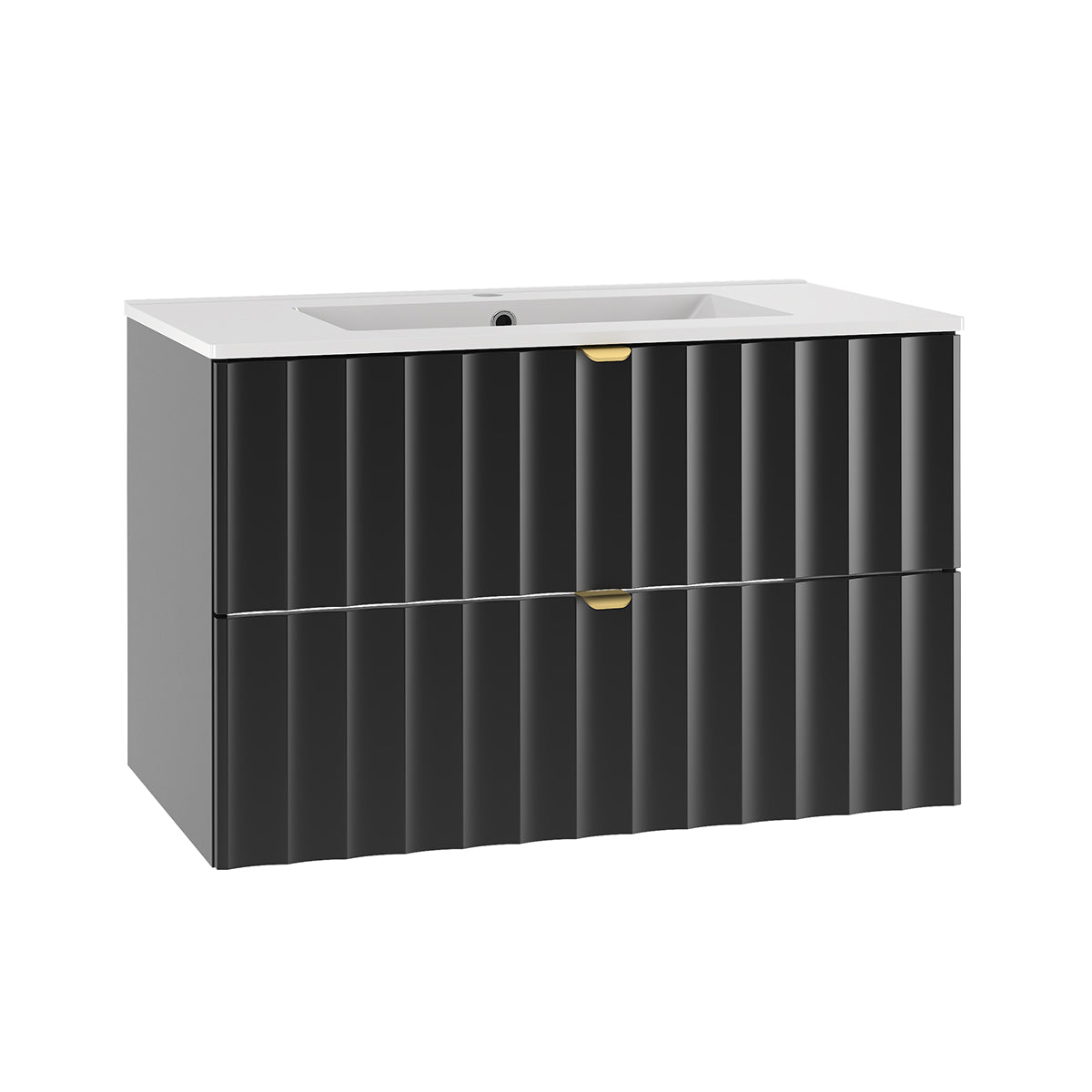 Meuble simple vasque encastrée 80cm Lexa Noir