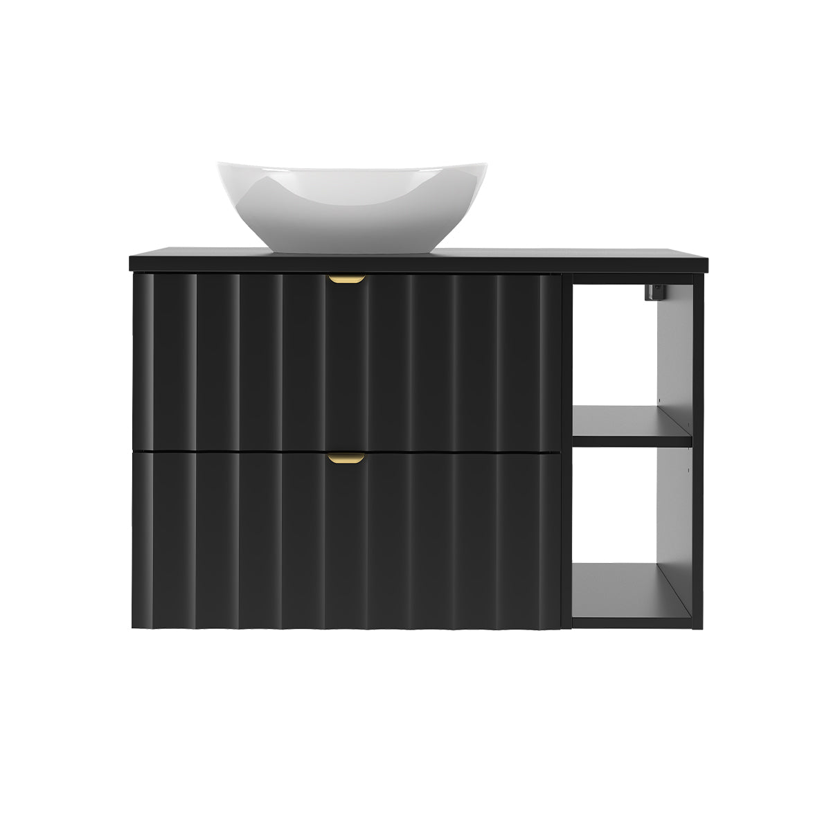 Meuble simple vasque 80cm 2 niches Lexa Noir - vue 3
