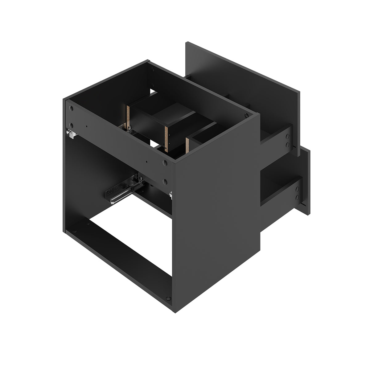 Ensemble meuble simple vasque 80cm 2 niches et colonne Lexa Noir - vue 4