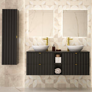 Ensemble meuble double vasque 140cm 2 niches et colonne Lexa Noir