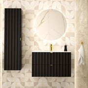 Ensemble meuble simple vasque encastrée 80cm et colonne Lexa Noir