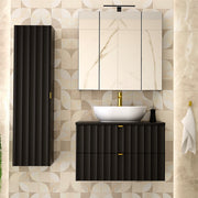 Ensemble meuble simple vasque 80cm et colonne Lexa Noir