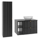 Ensemble meuble simple vasque 80cm 2 niches et colonne Lexa Noir