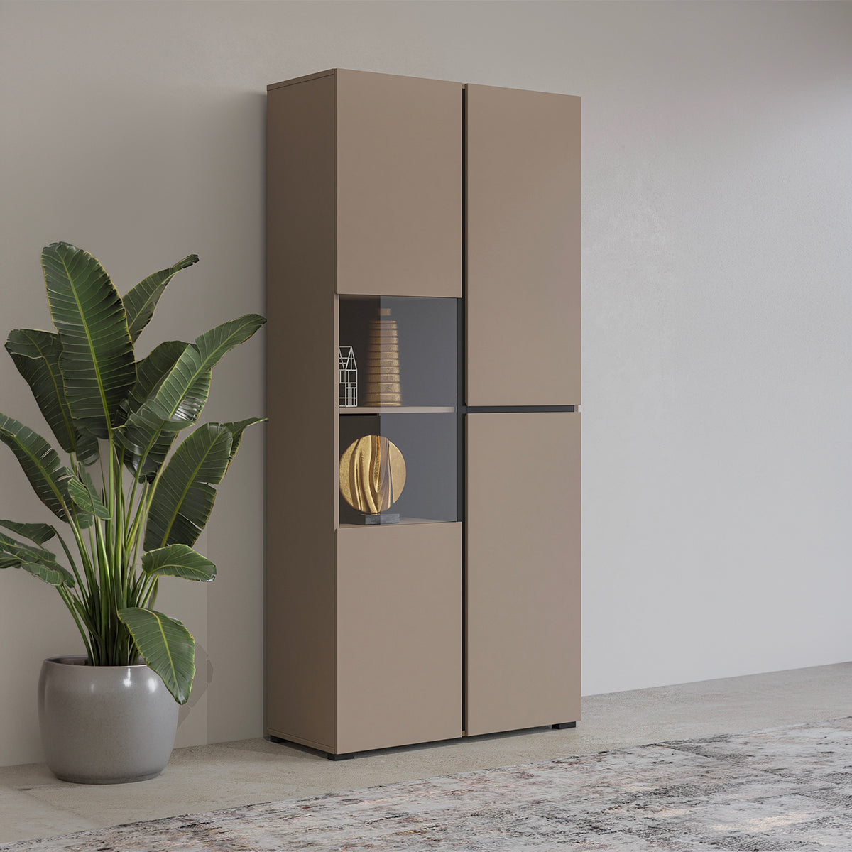 Vaisselier 2 portes Lilia Taupe - vue 2