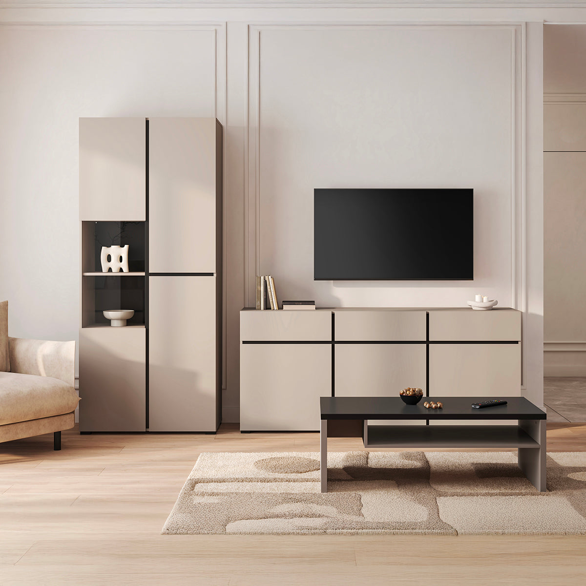 Vaisselier 2 portes Lilia Taupe - vue 4