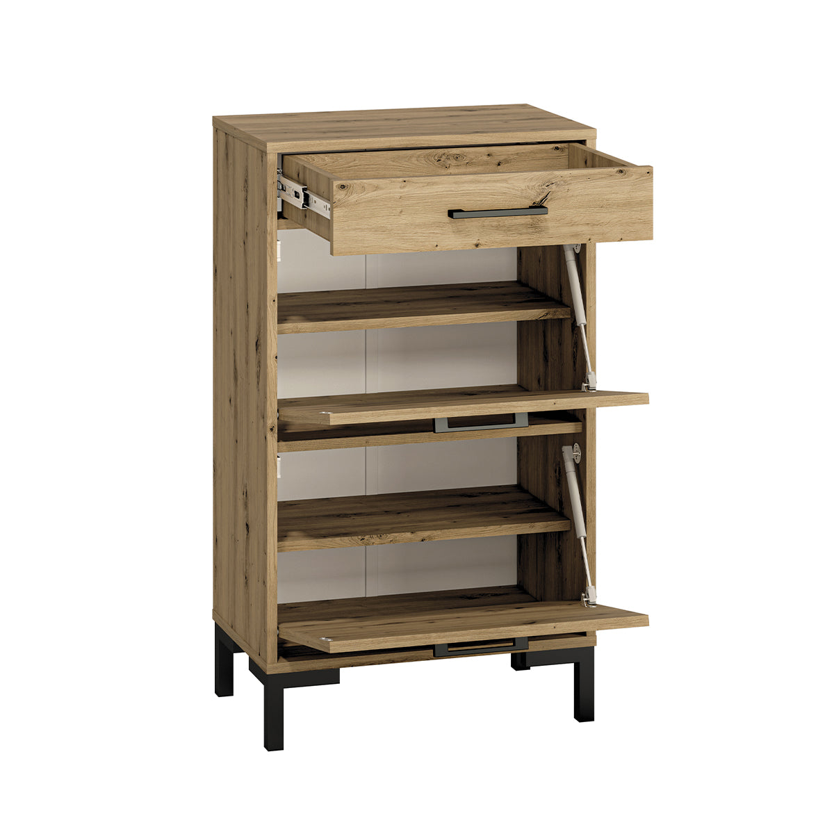 Meuble à chaussures 2 portes vérin 1 tiroir Liora Bois - vue 2