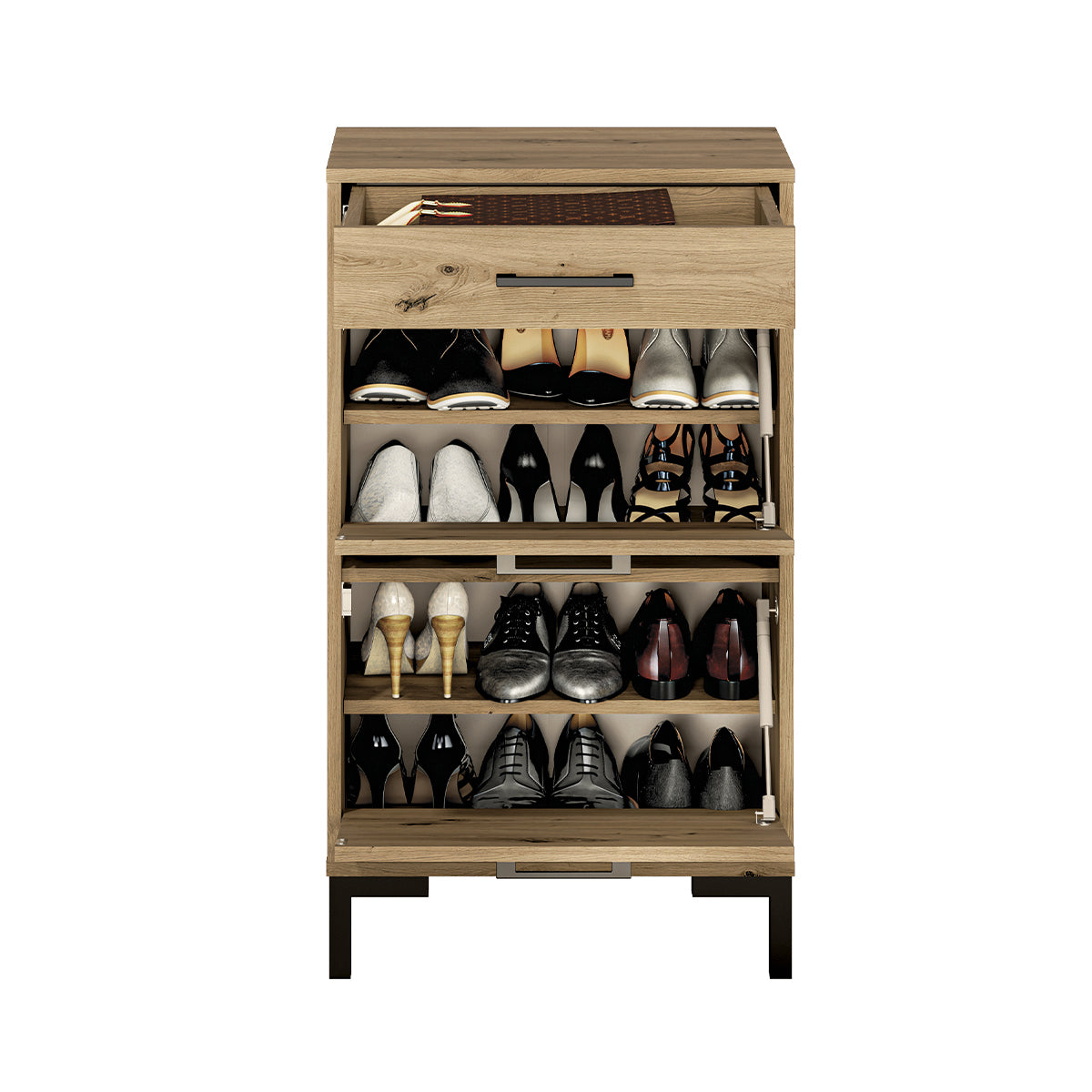 Meuble à chaussures 2 portes vérin 1 tiroir Liora Bois - vue 3