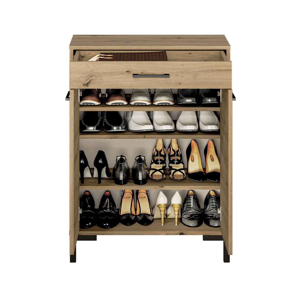 Meuble à chaussures 2 portes 1 tiroir Liora Bois - vue 3