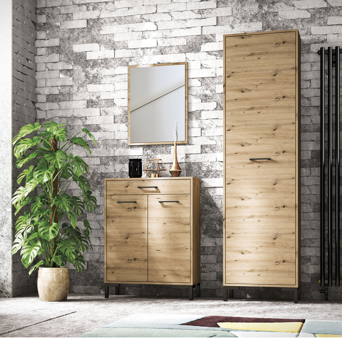 Meuble à chaussures 2 portes 1 tiroir Liora Bois - vue 4