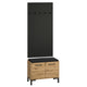 Meuble entrée porte-manteau et banc à chaussures 2 portes Liora Bois et Noir