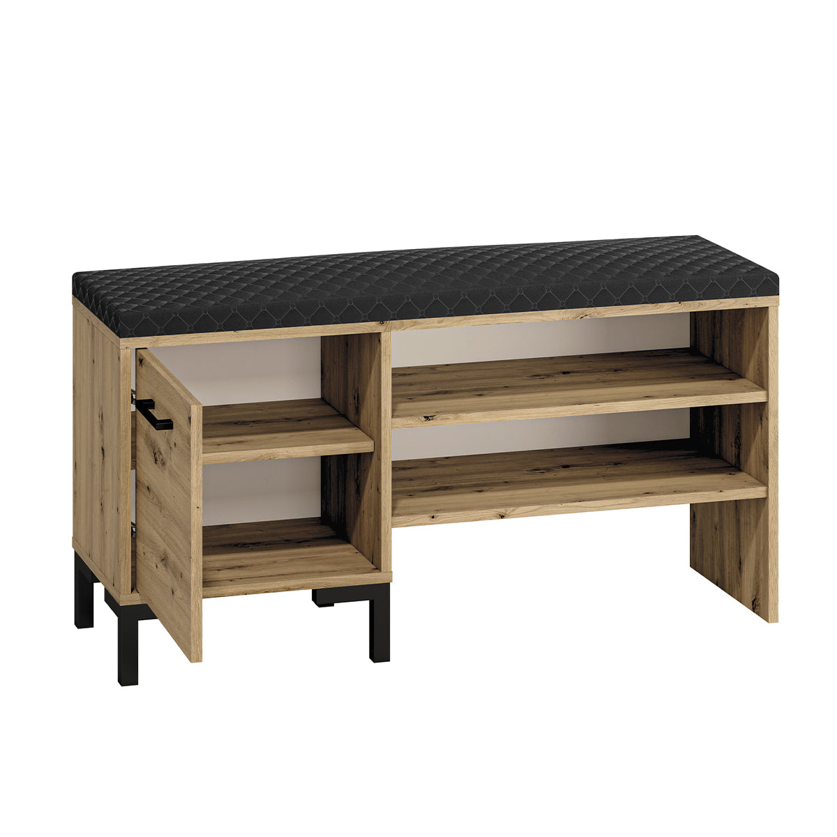 Banc meuble à chaussures 1 porte Liora Bois - vue 2