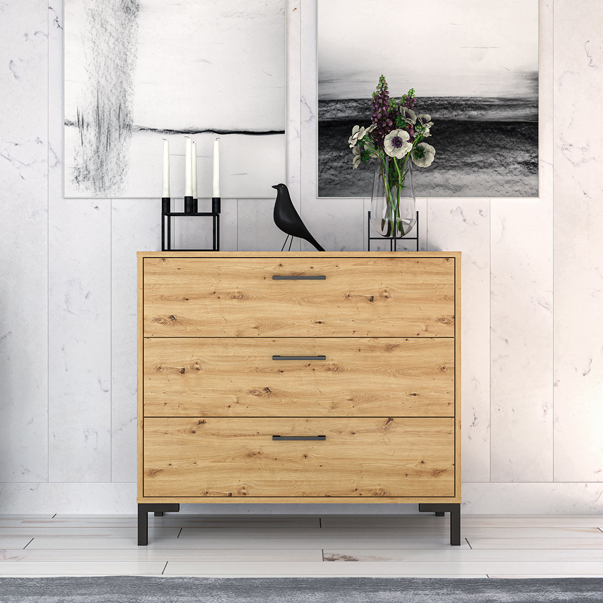 Commode 3 tiroirs Liora Bois - vue 4