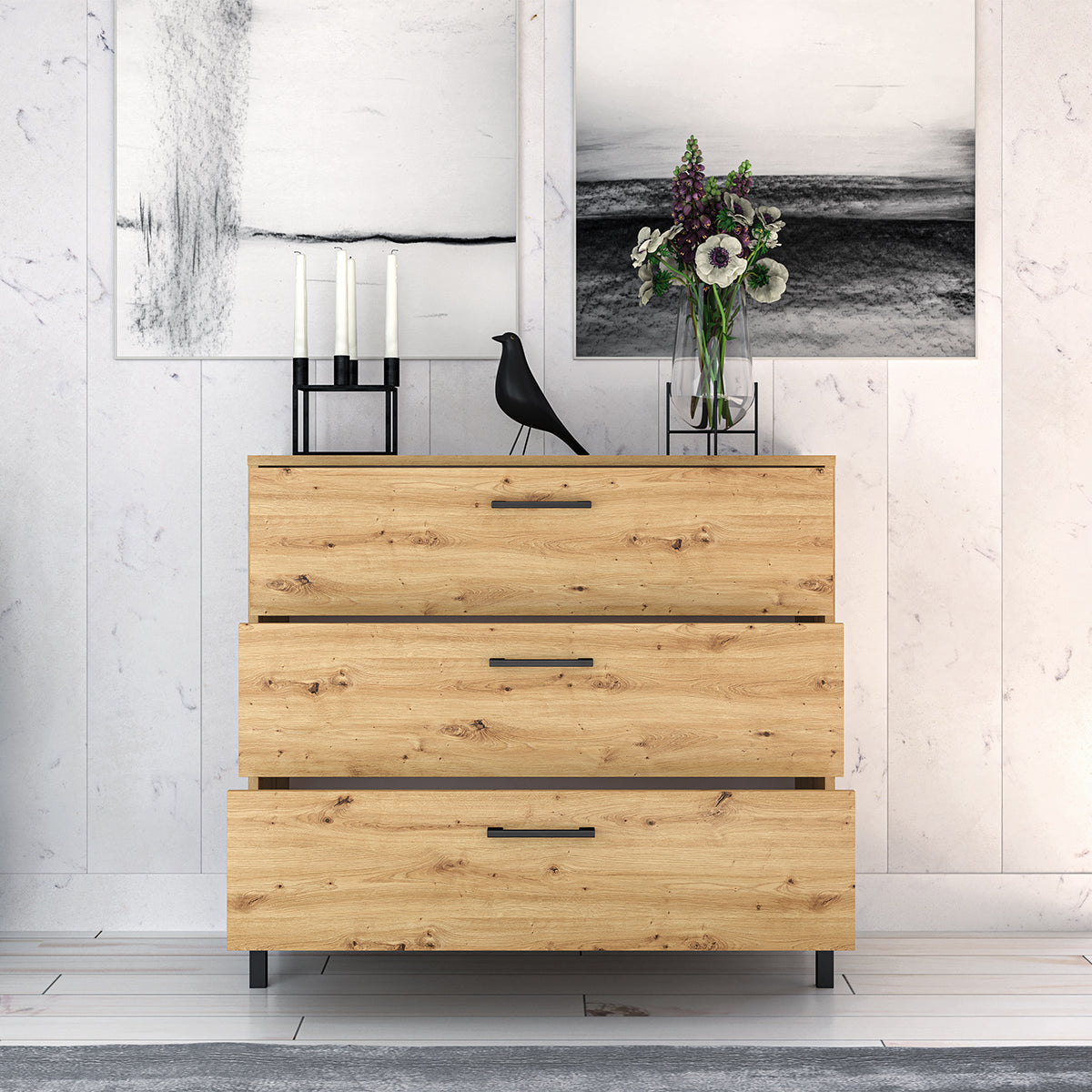 Commode 3 tiroirs Liora Bois - vue 5