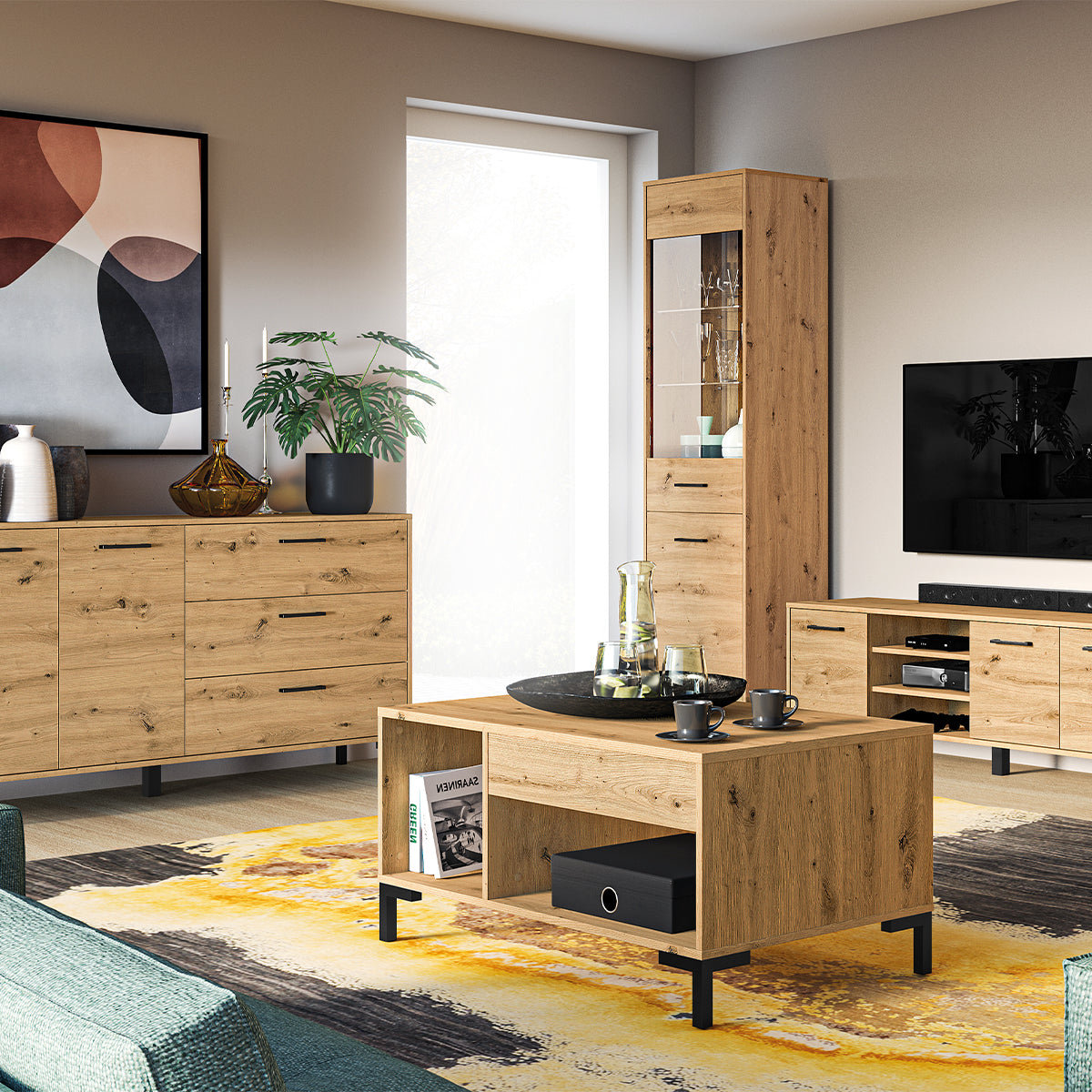 Buffet 2 portes 3 tiroirs 160 cm Liora Bois - vue 6