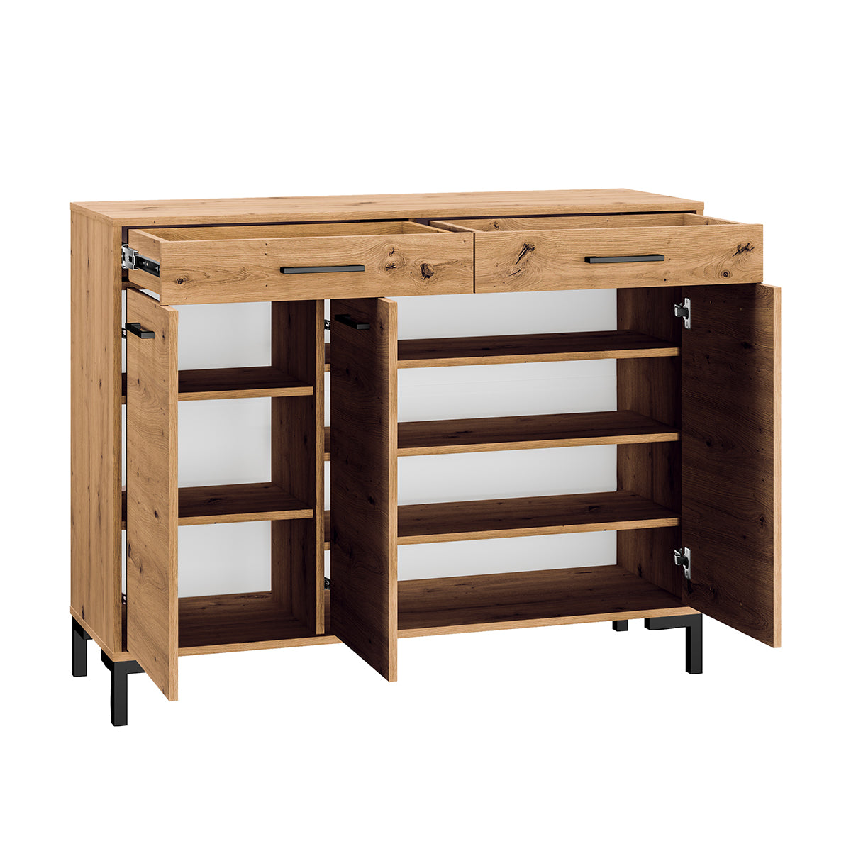 Meuble à chaussure 3 portes 2 tiroirs Liora Bois - vue 2