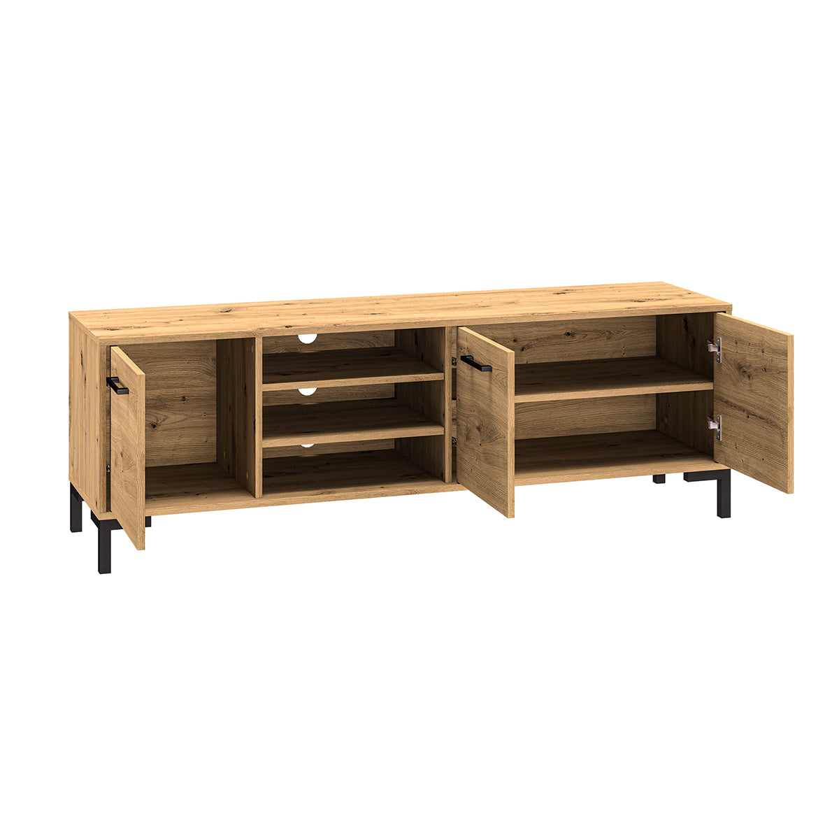 Meuble TV 3 portes 155 cm Liora Bois - vue 2