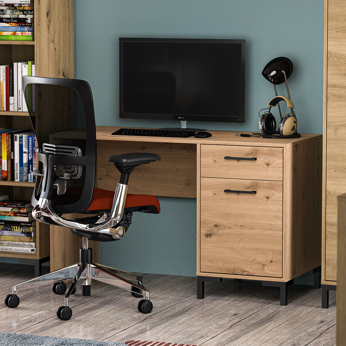 Bureau 1 porte 1 tiroir Liora Bois - vue 3