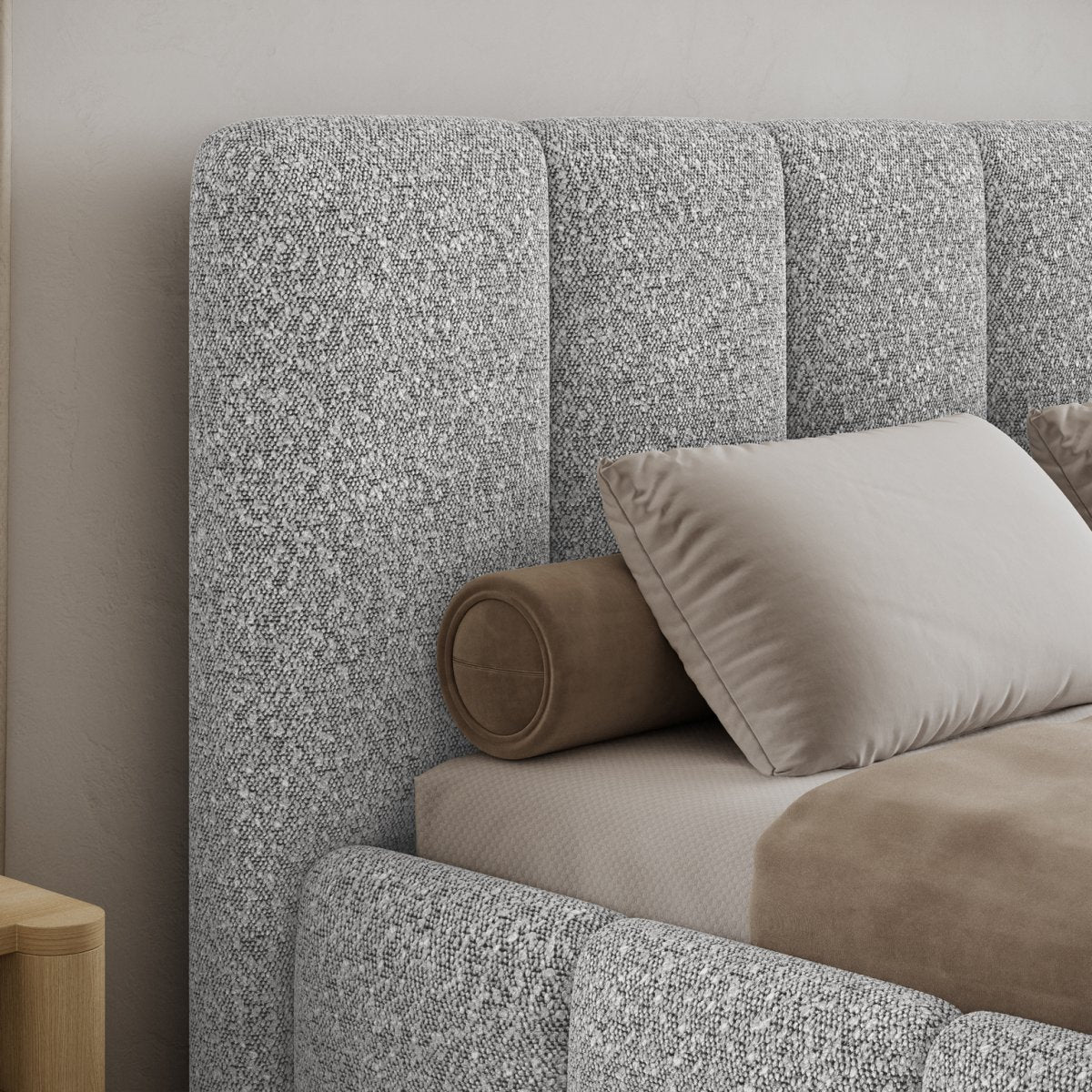 Lit 140x200 sommier inclus Klaus Bouclé Gris - vue 6