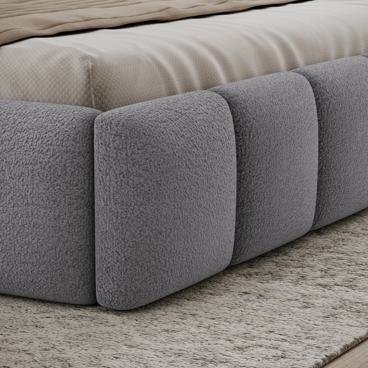 Lit 140x200 sommier inclus Klaus Texturé Gris - vue 5
