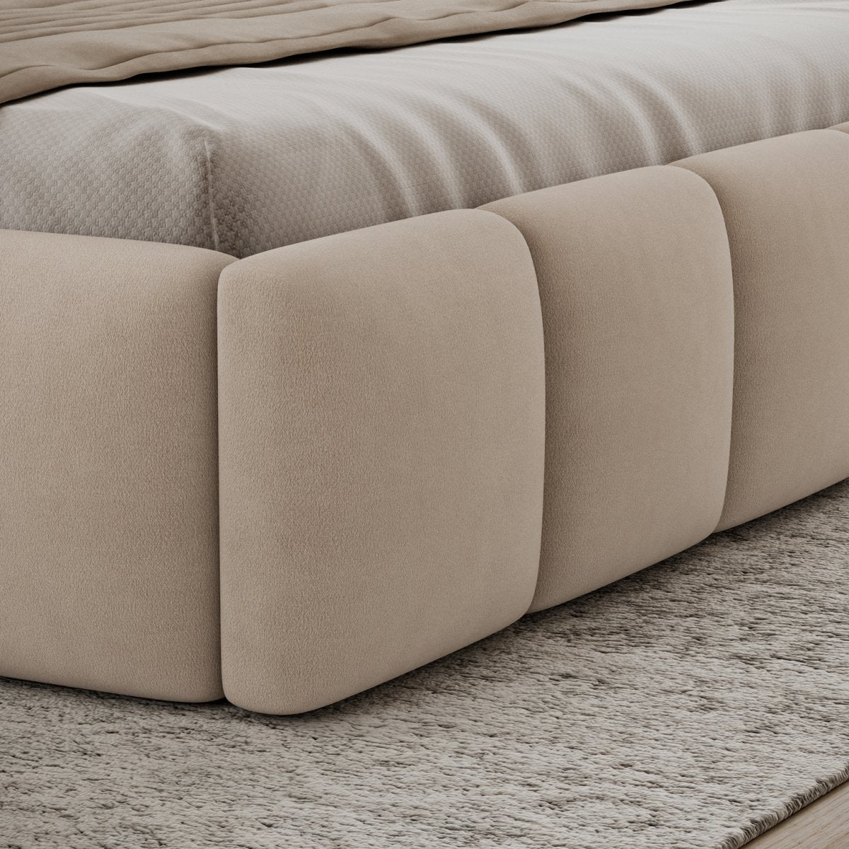 Lit 140x200 sommier inclus Klaus Velours Beige - vue 5
