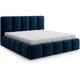 Lit 140x200 sommier inclus Klaus Velours Bleu foncé