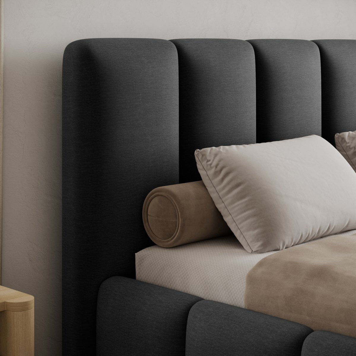 Lit 140x200 sommier inclus Klaus Velours Gris foncé - vue 6