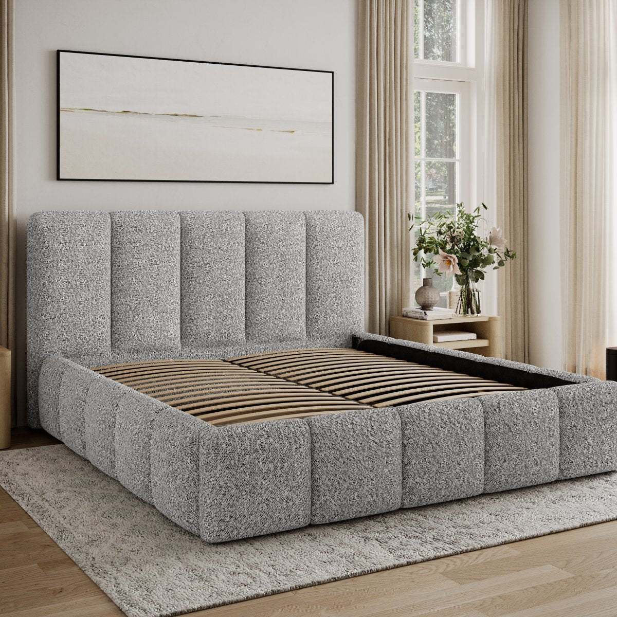 Lit 160x200 sommier inclus Klaus Bouclé Gris - vue 4