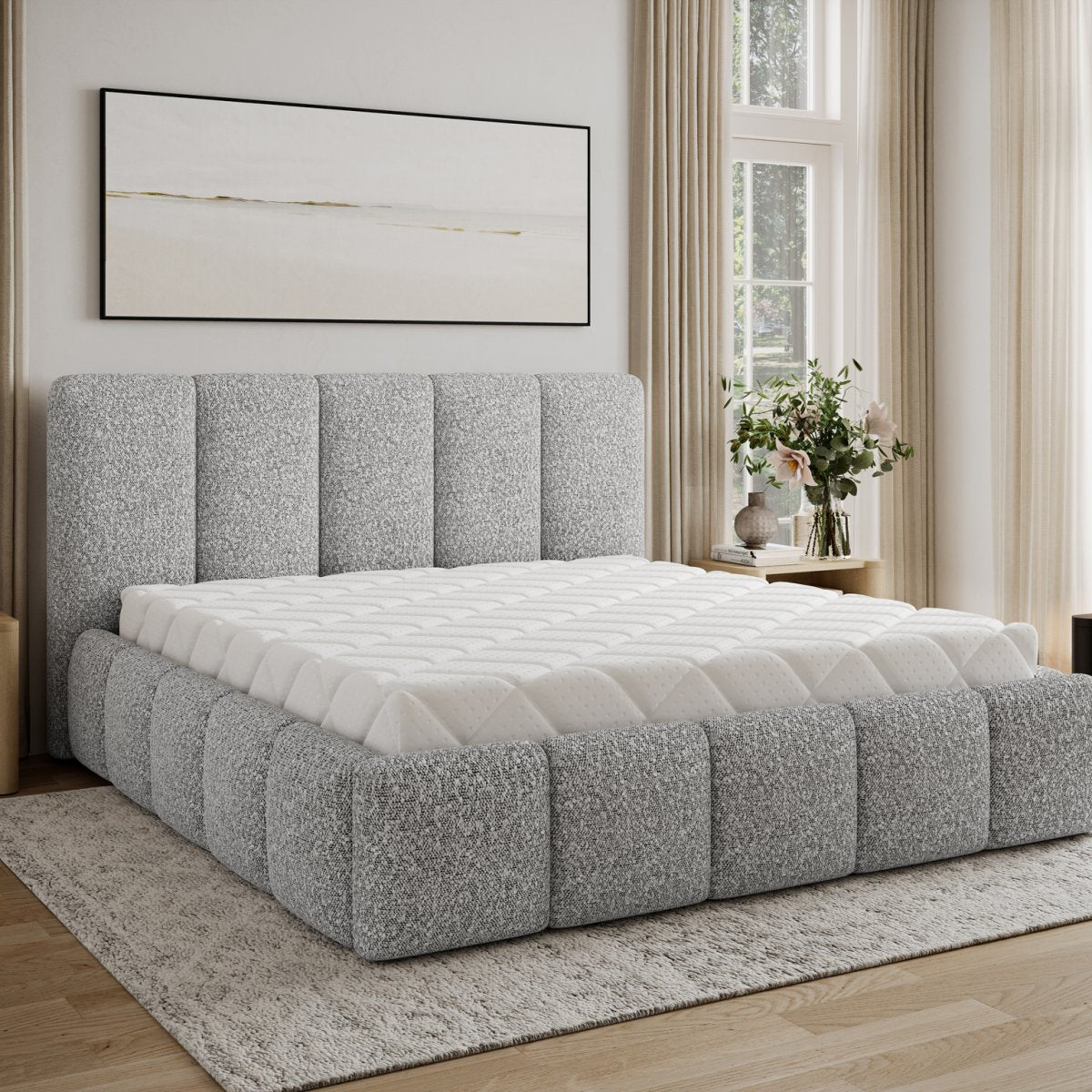 Lit 160x200 sommier inclus Klaus Bouclé Gris - vue 7