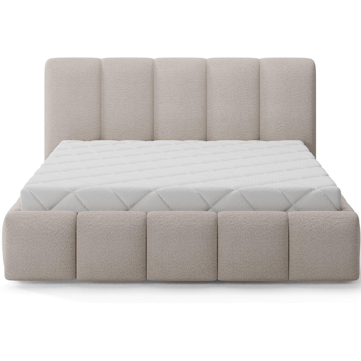 Lit 160x200 sommier inclus Klaus Texturé Beige - vue 3