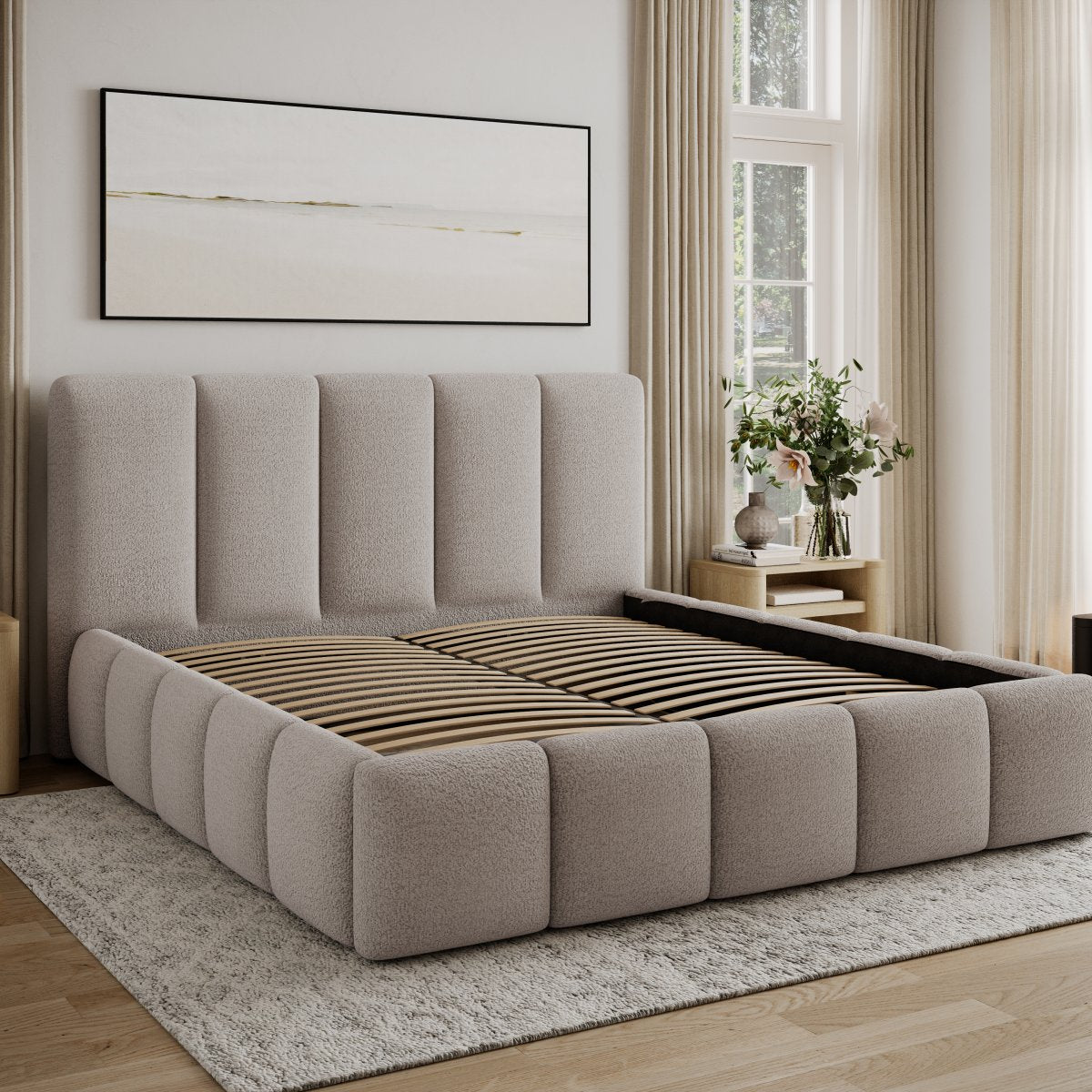 Lit 160x200 sommier inclus Klaus Texturé Cachemire - vue 4