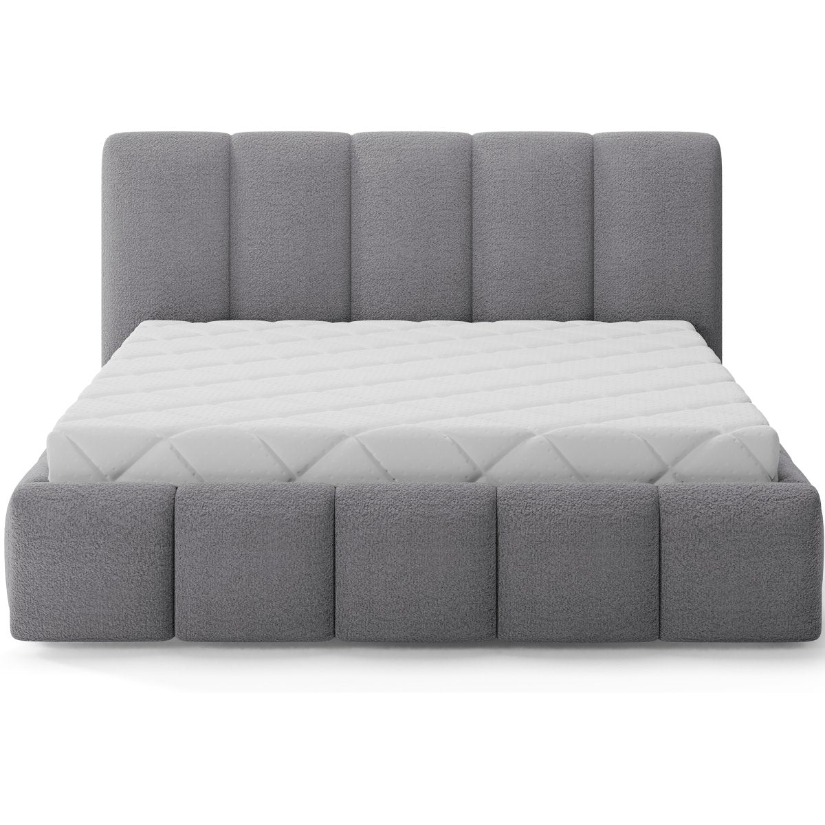 Lit 160x200 sommier inclus Klaus Texturé Gris - vue 3