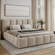 Lit 160x200 sommier inclus Klaus Velours Beige