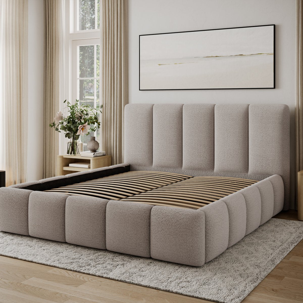 Lit 180x200 sommier inclus Klaus Texturé Cachemire - vue 4