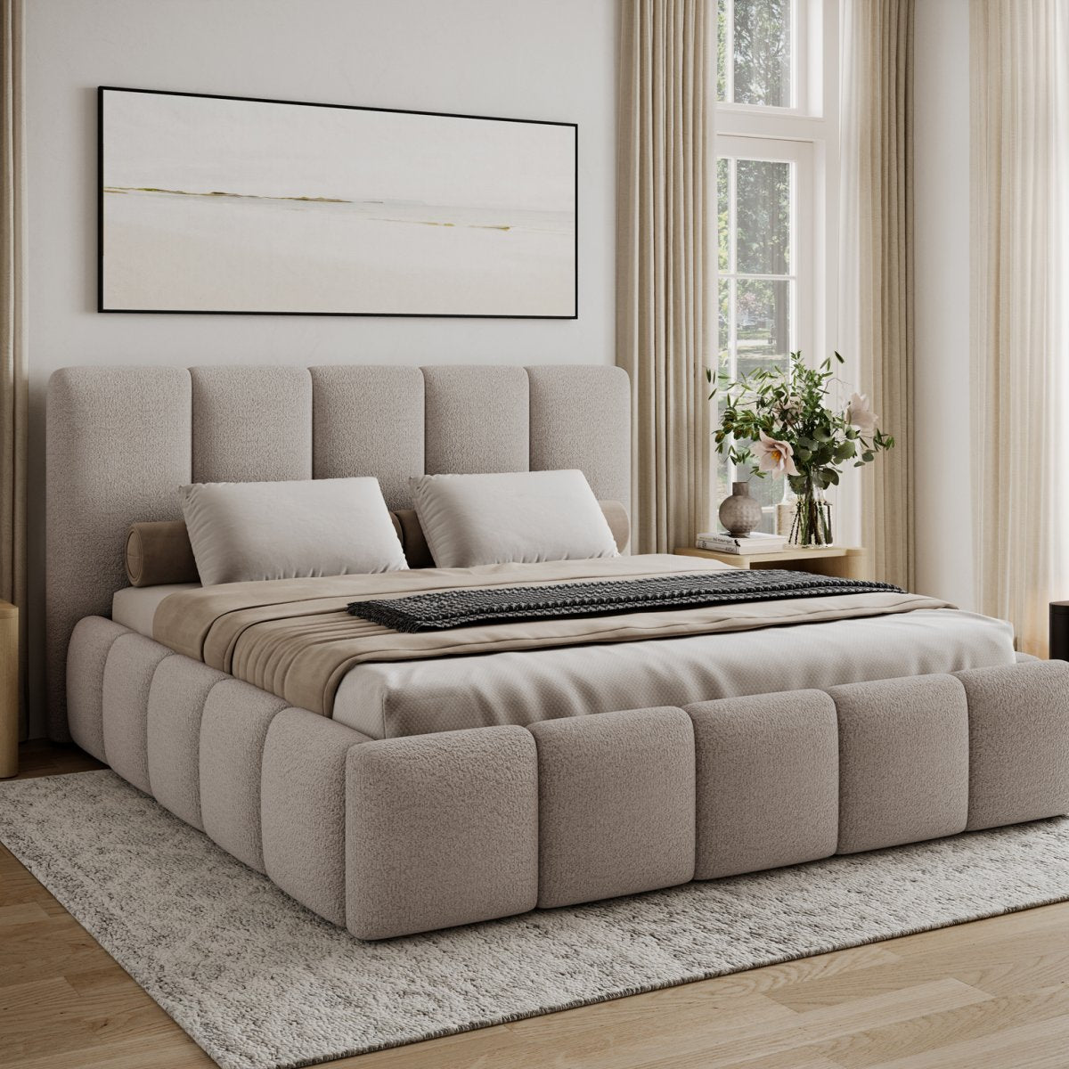 Lit 180x200 sommier inclus Klaus Texturé Cachemire