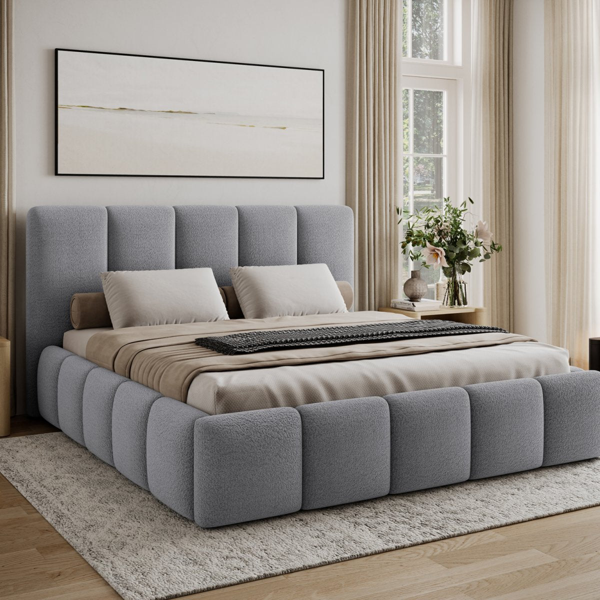 Lit 180x200 sommier inclus Klaus Texturé Gris