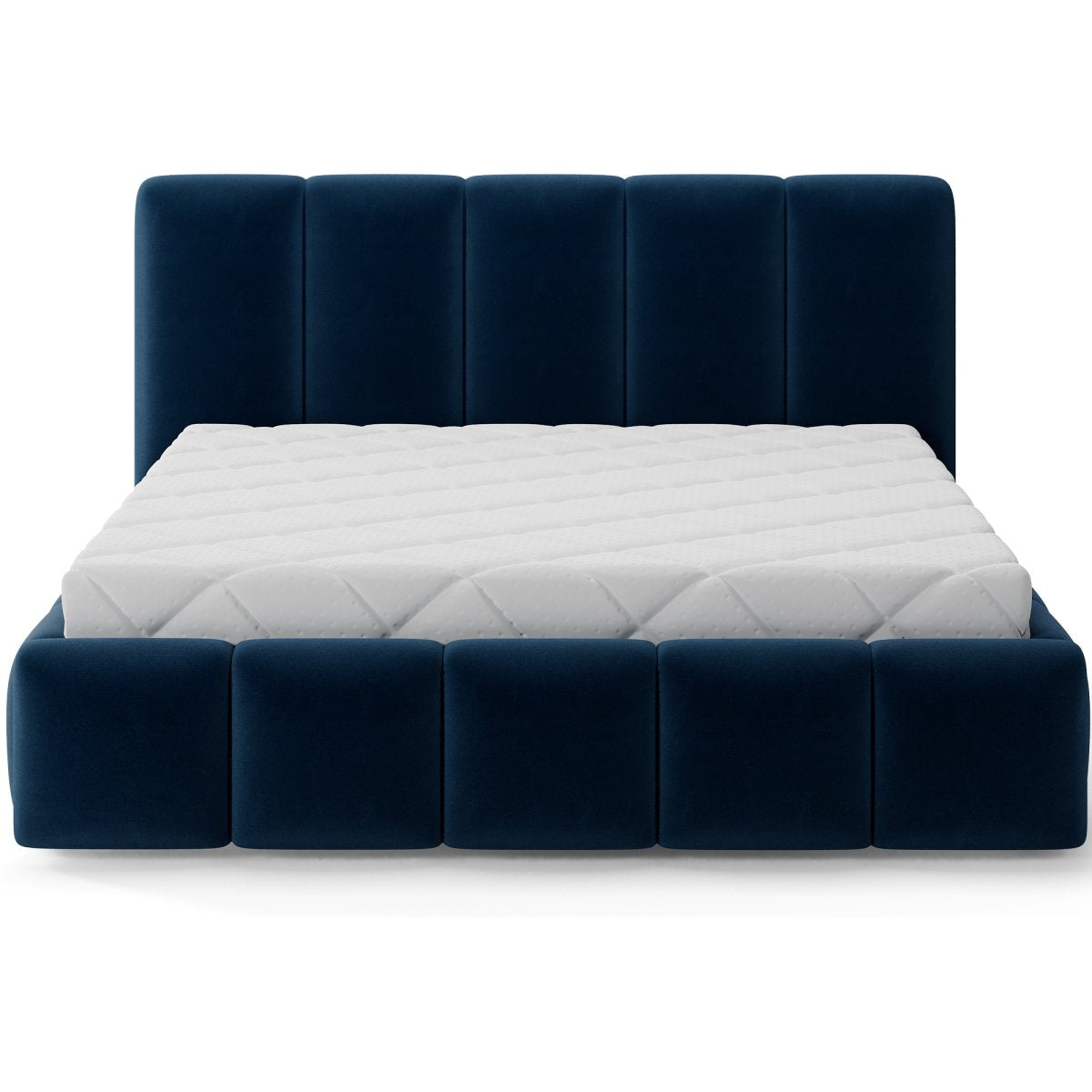 Lit 180x200 sommier inclus Klaus Velours Bleu foncé - vue 3