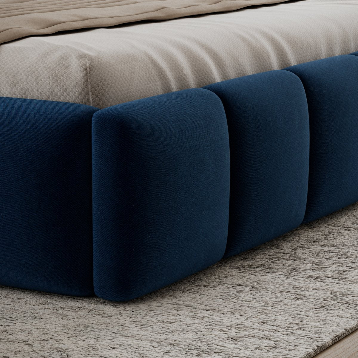 Lit 180x200 sommier inclus Klaus Velours Bleu foncé - vue 5