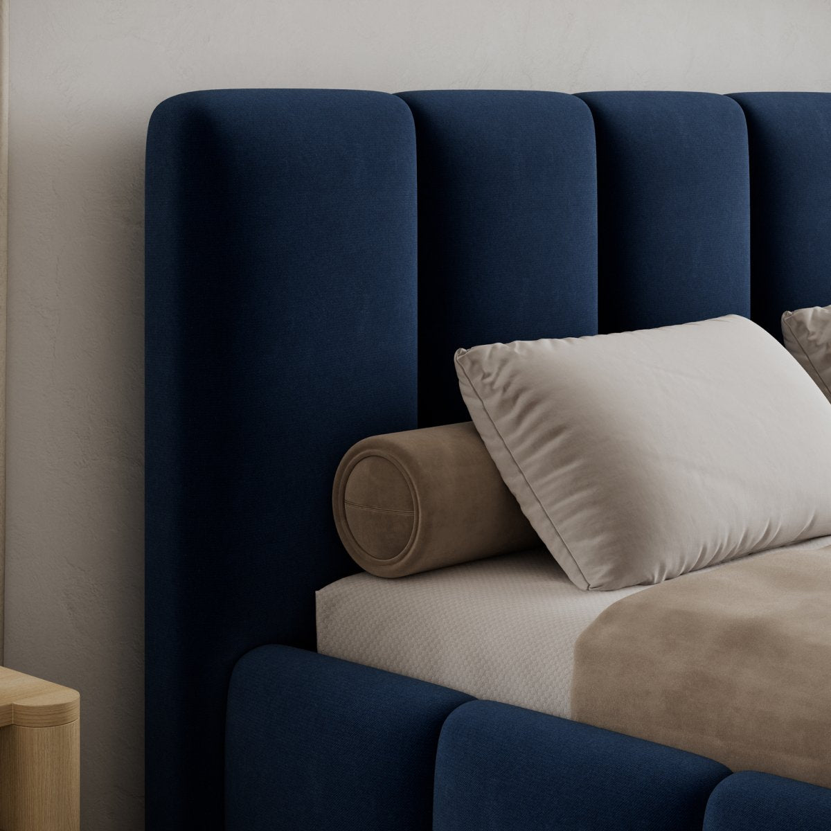 Lit 180x200 sommier inclus Klaus Velours Bleu foncé - vue 6