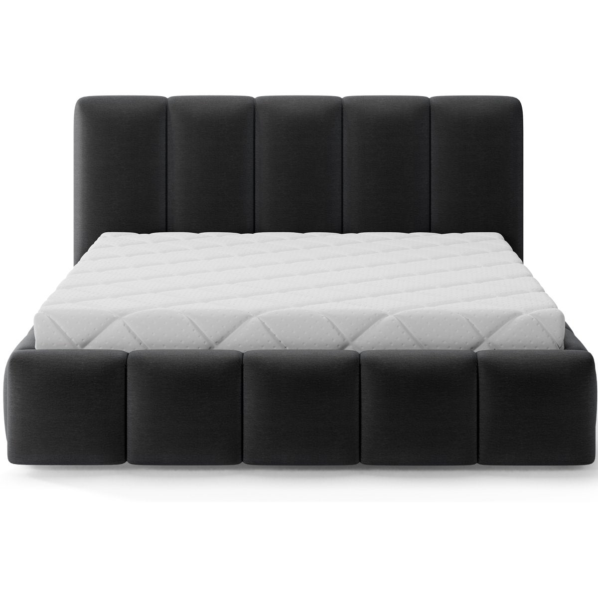 Lit 180x200 sommier inclus Klaus Velours Gris foncé - vue 3
