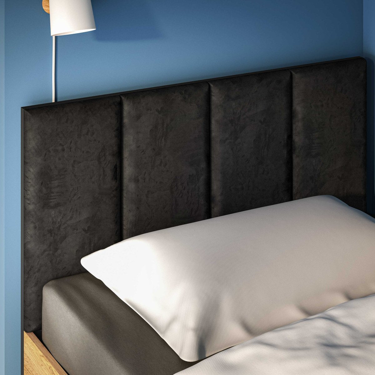 Lit 90x200 sommier et tiroir inclus Zoran Noir et Bois - vue 5