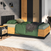 Lit coffre 120x200 sommier inclus Zoran Noir et Bois