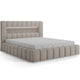 Lit coffre 140x200 sommier et LED inclus Auria Texturé Beige