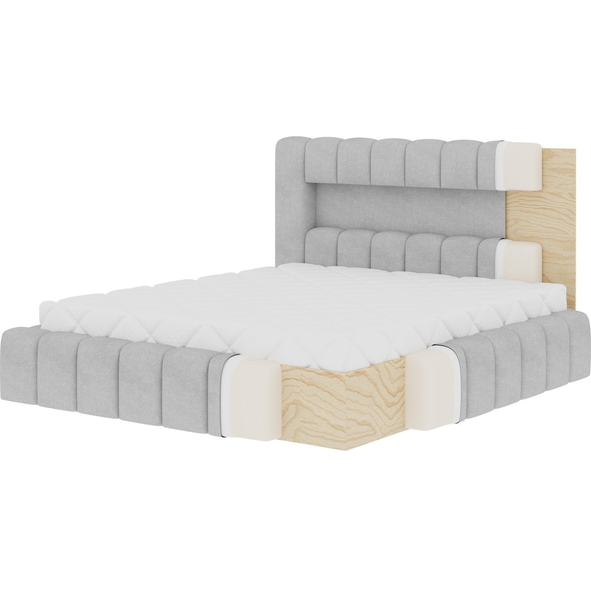 Lit coffre 140x200 sommier et LED inclus Auria Texturé Gris - vue 10