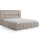 Lit coffre 140x200 sommier et LED inclus Auria Velours côtelé Beige